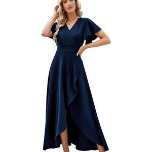 ZZV Womens Formal Evening Party Cocktail Dress Size 3XL Blue Long Wedding NEW